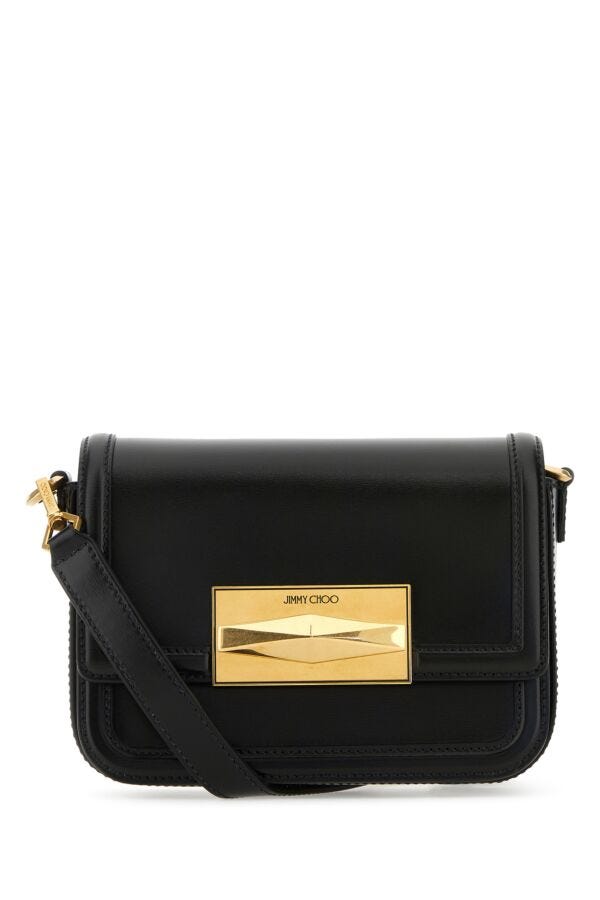 Jimmy Choo Woman Black Leather Diamond Crossbody Bag