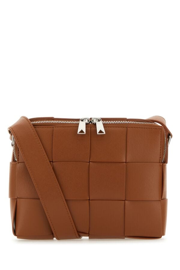 Bottega Veneta Man Light Brown Leather Cassette Camera Crossbody Bag