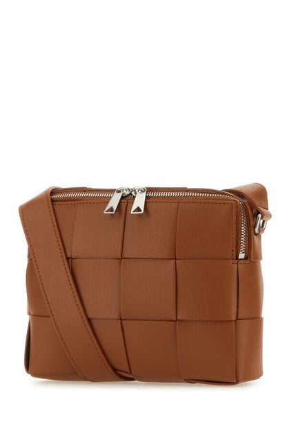 Bottega Veneta Man Light Brown Leather Cassette Camera Crossbody Bag
