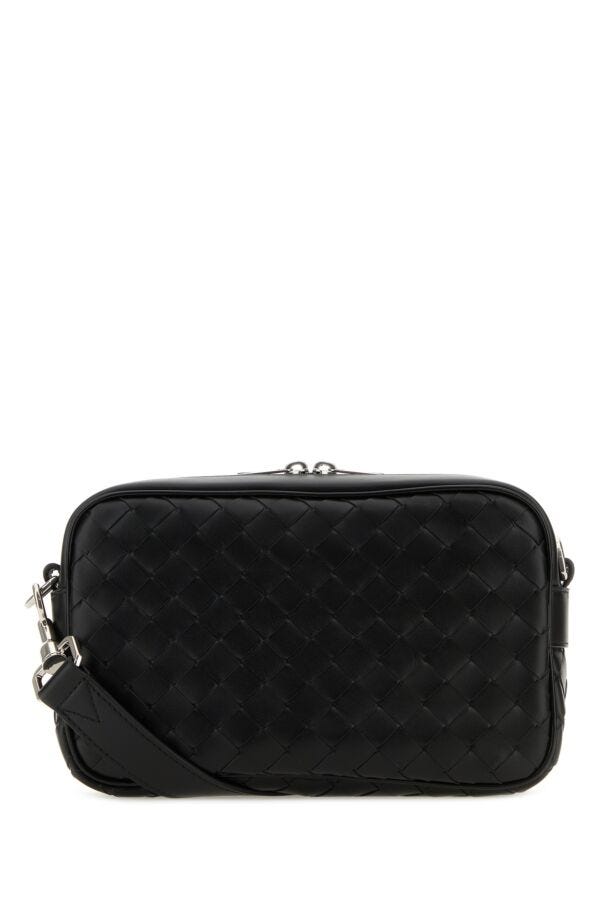 Bottega Veneta Man Black Leather Crossbody Bag