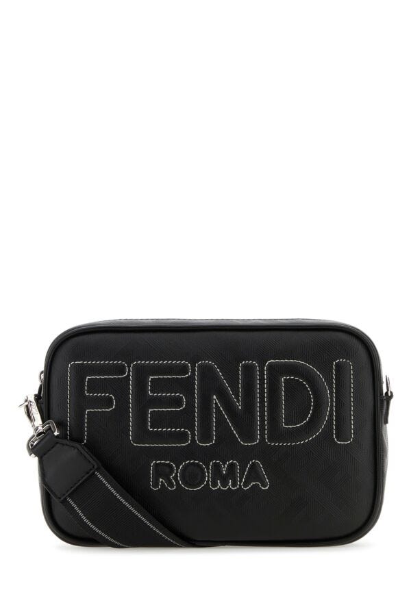 Fendi Man Black Fabric And Leather Shadow Crossbody Bag
