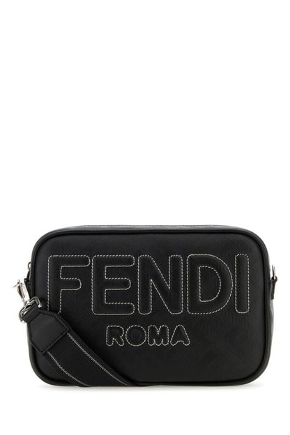 Fendi Man Black Fabric And Leather Shadow Crossbody Bag