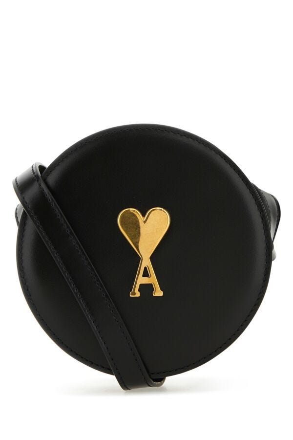 Ami Woman Black Leather Crossbody Bag
