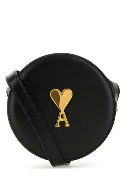 Ami Woman Black Leather Crossbody Bag