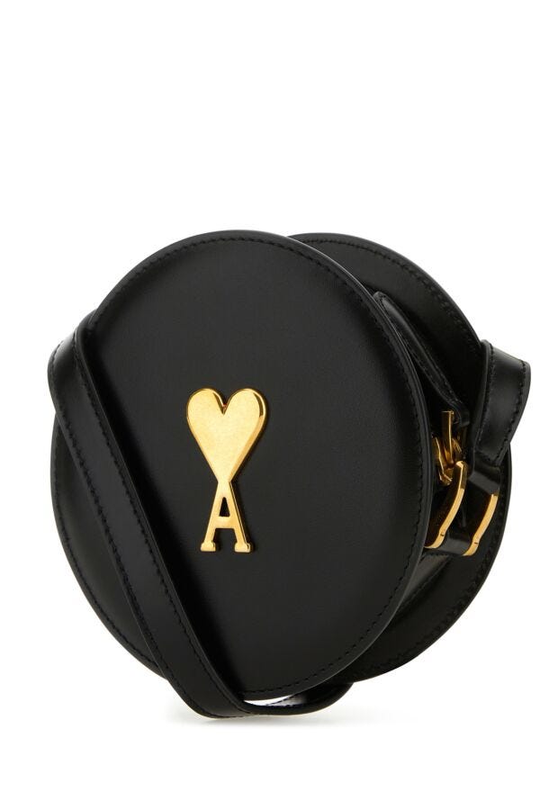 Ami Woman Black Leather Crossbody Bag