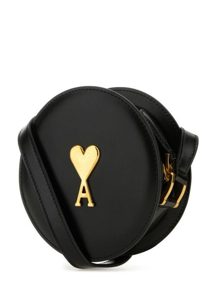 Ami Woman Black Leather Crossbody Bag
