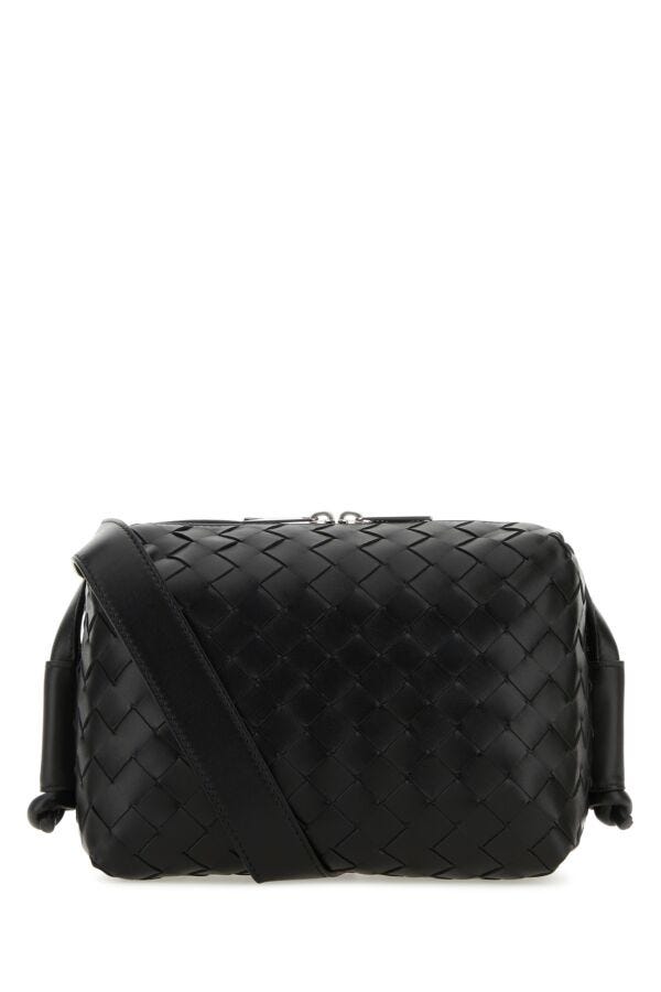 Bottega Veneta Man Black Leather Loop Crossbody Bag