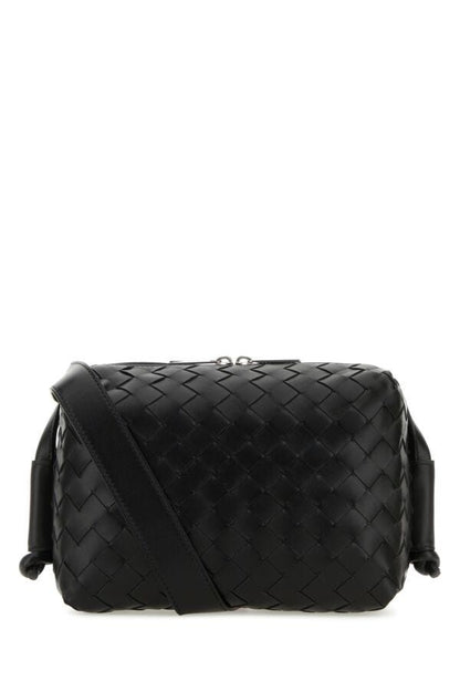 Bottega Veneta Man Black Leather Loop Crossbody Bag