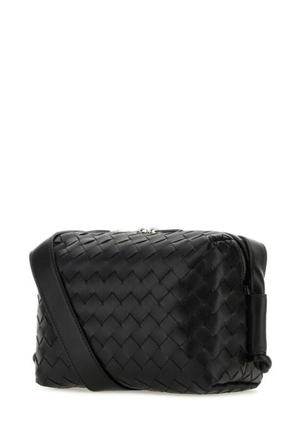 Bottega Veneta Man Black Leather Loop Crossbody Bag
