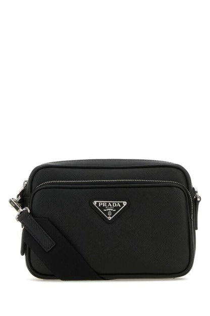 Prada Man Black Leather Crossbody Bag