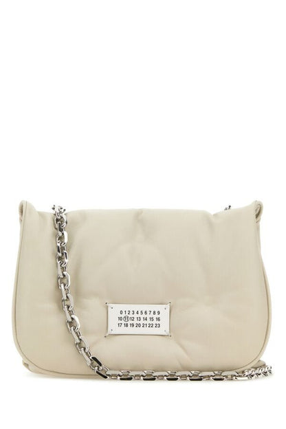 Maison Margiela Woman Chalk Nappa Leather Small Glam Slam Flap Crossbody Bag
