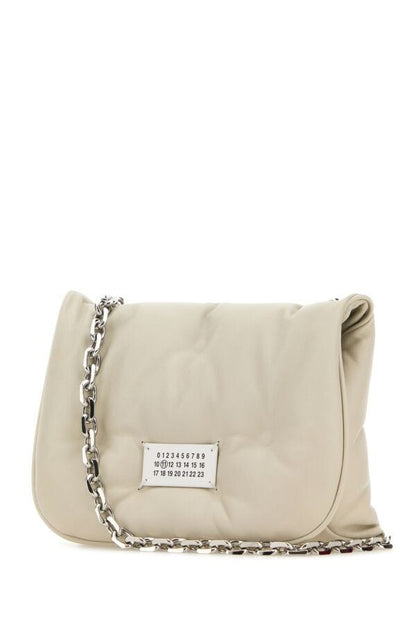 Maison Margiela Woman Chalk Nappa Leather Small Glam Slam Flap Crossbody Bag