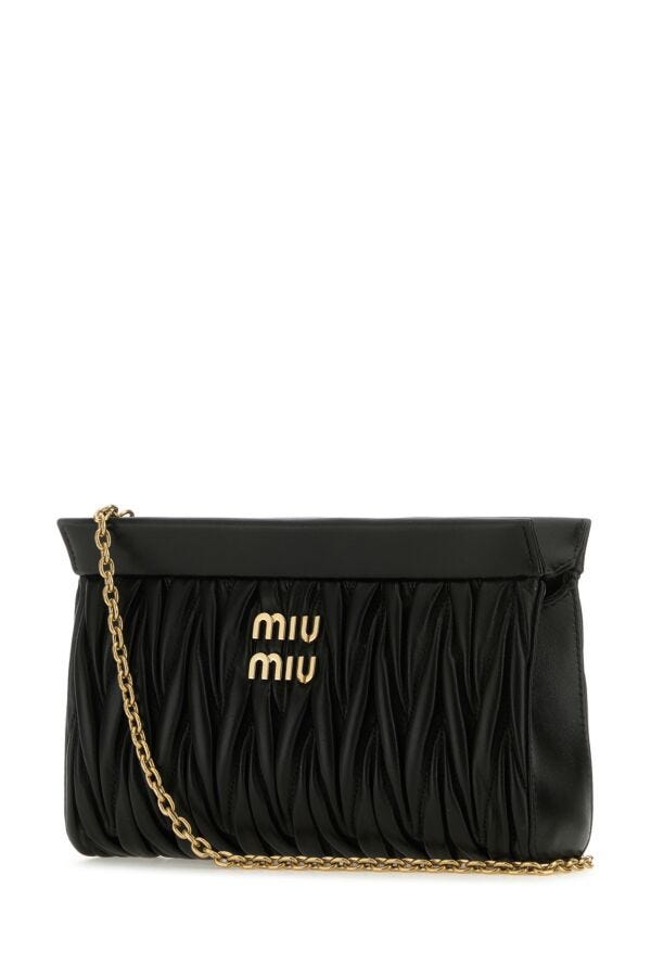 Miu Miu Woman Black Leather Crossbody Bag