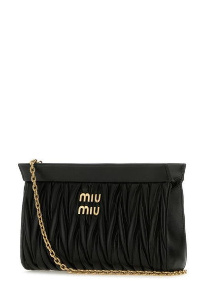 Miu Miu Woman Black Leather Crossbody Bag