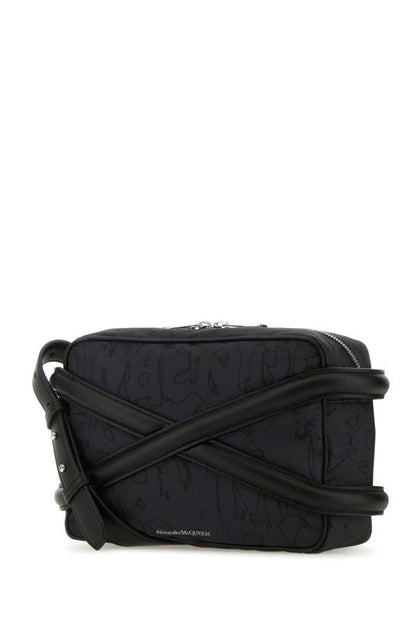 Alexander Mcqueen Man Black Nylon Harness Crossbody Bag