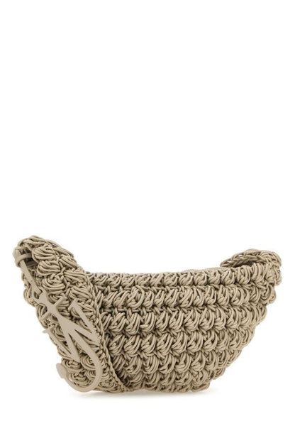 Jw Anderson Man Dove Grey Knit Popcorn Sling Crossbody Bag