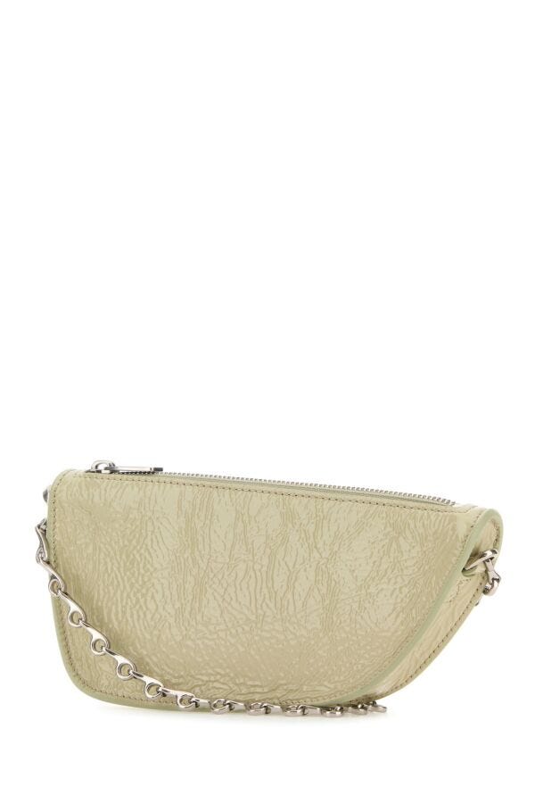 Burberry Woman Pastel Green Leather Micro Shield Crossbody Bag
