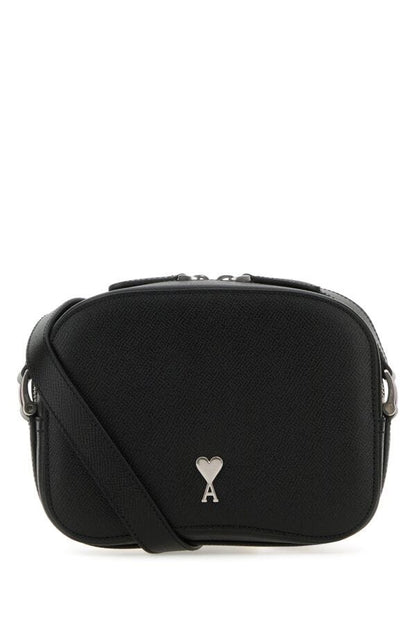 Ami Unisex Black Leather Paris Paris Crossbody Bag
