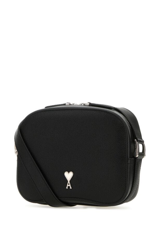 Ami Unisex Black Leather Paris Paris Crossbody Bag