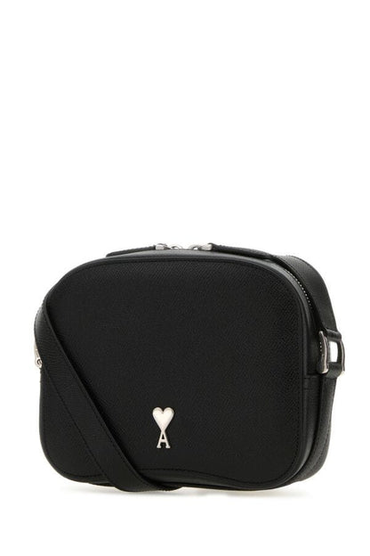 Ami Unisex Black Leather Paris Paris Crossbody Bag