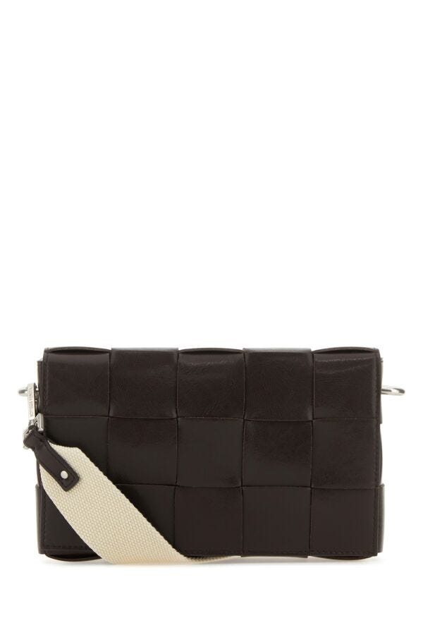Bottega Veneta Man Dark Brown Leather Cassette Crossbody Bag