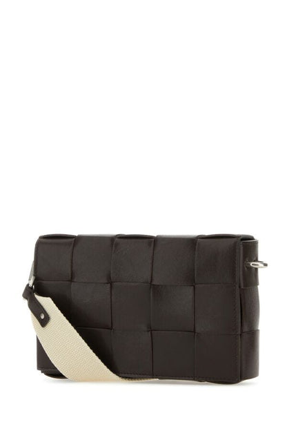 Bottega Veneta Man Dark Brown Leather Cassette Crossbody Bag
