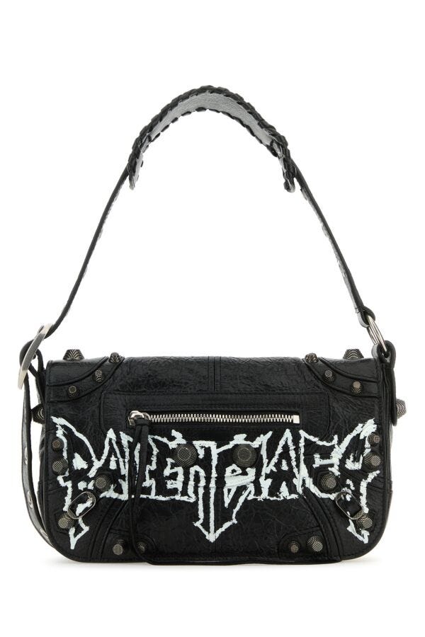 Balenciaga Man Black Leather Le Cagole Xs Diy Metal Crossbody Bag