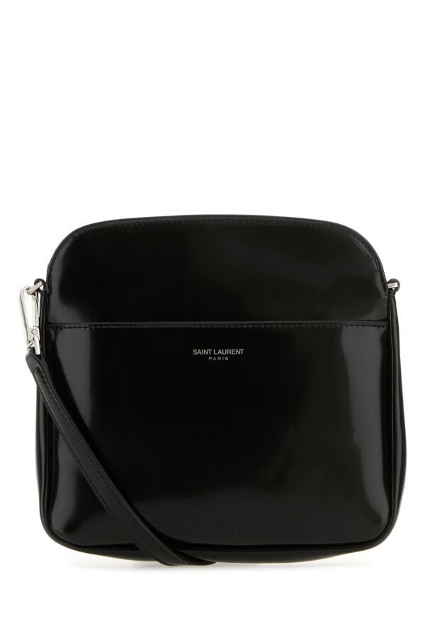 Saint Laurent Man Black Leather Saint Laurent Paris Mini Crossbody Bag