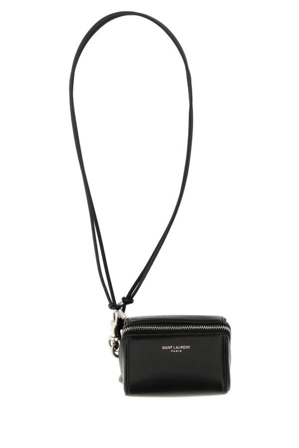 Saint Laurent Man Black Leather Mini Box Crossbody Bag