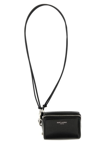 Saint Laurent Man Black Leather Mini Box Crossbody Bag
