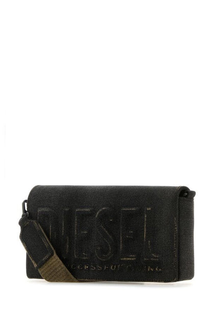 Diesel Woman Black Denim M Biscotto Crossbody Bag