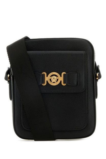 Versace Man Black Leather Medusa Biggie Crossbody Bag