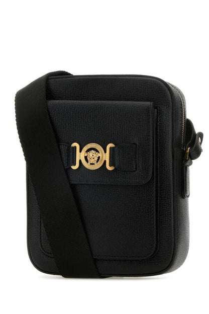 Versace Man Black Leather Medusa Biggie Crossbody Bag