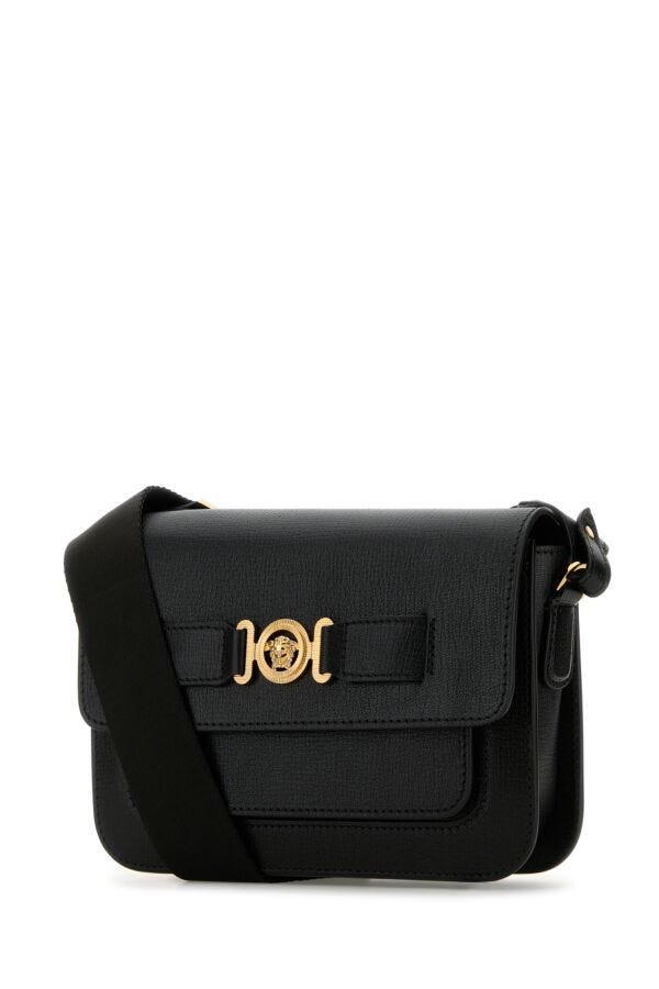 Versace Man Black Leather Medusa Biggie Crossbody Bag
