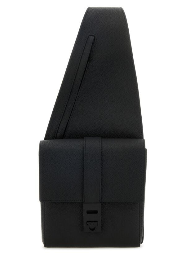 Salvatore Ferragamo Man Black Leather Crossbody Bag