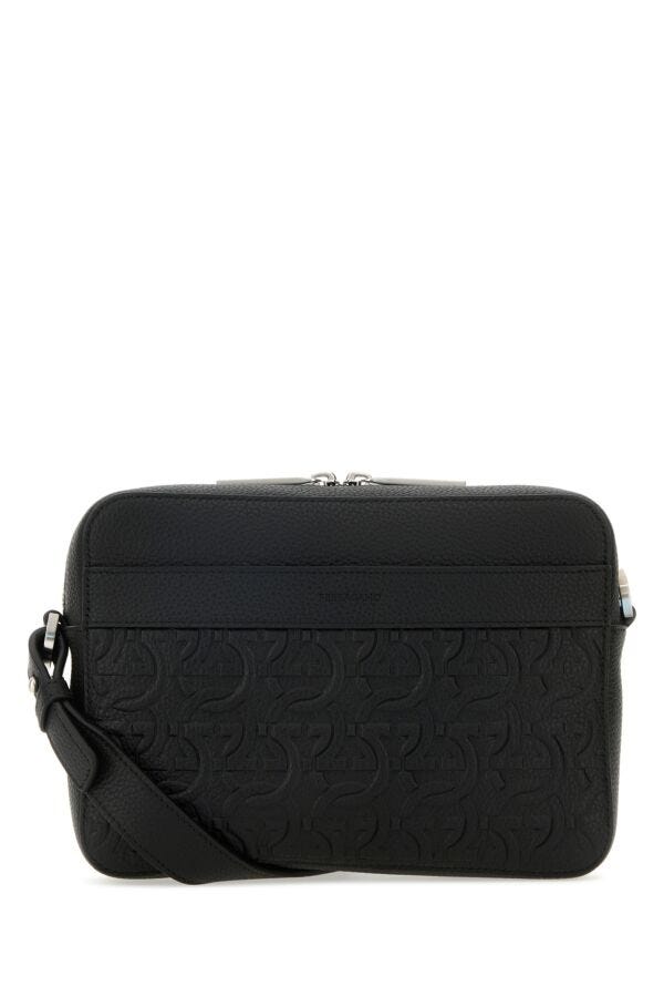 Salvatore Ferragamo Man Black Leather Crossbody Bag