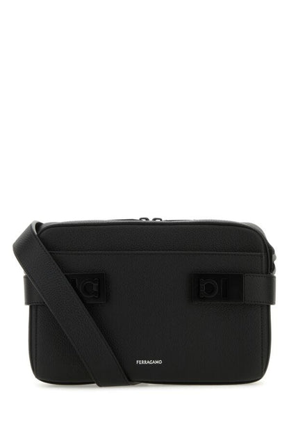 Salvatore Ferragamo Man Black Leather Crossbody Bag