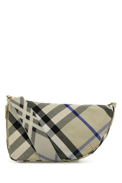 Burberry Woman Embroidered Fabric Medium Shield Crossbody Bag