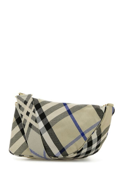 Burberry Woman Embroidered Fabric Medium Shield Crossbody Bag