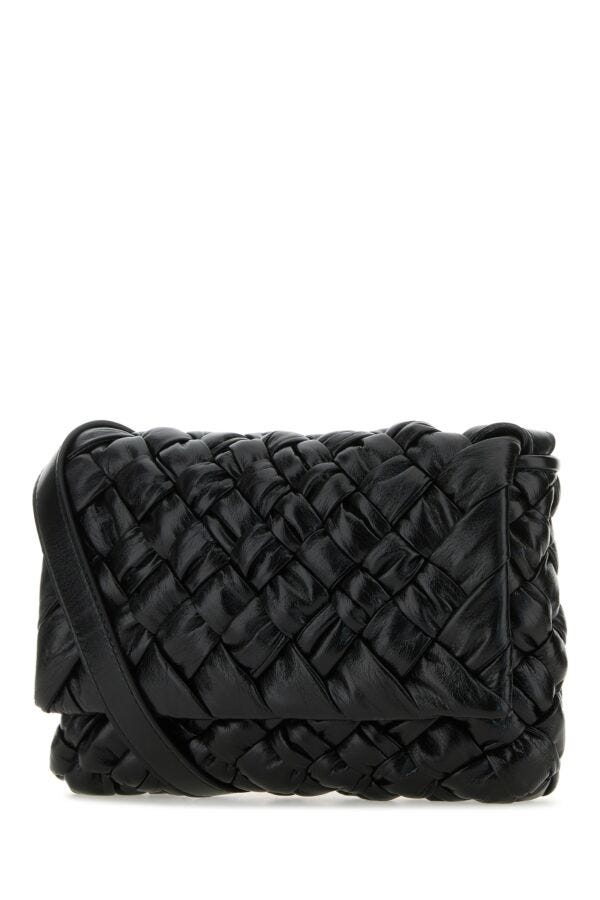 Bottega Veneta Man Black Leather Crossbody Bag