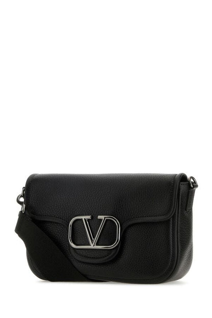 Valentino Garavani Man Black Leather Vlogo Crossbody Bag