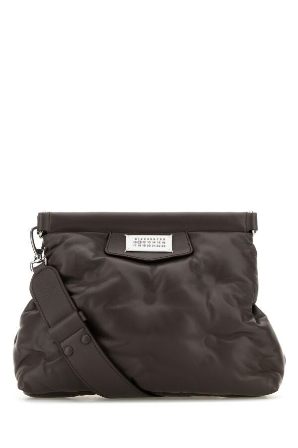 Maison Margiela Woman Brown Nappa Leather Small Glam Slam Classique Crossbody Bag