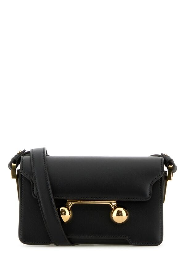 Marni Woman Black Leather Mini Trunkaroo Crossbody Bag