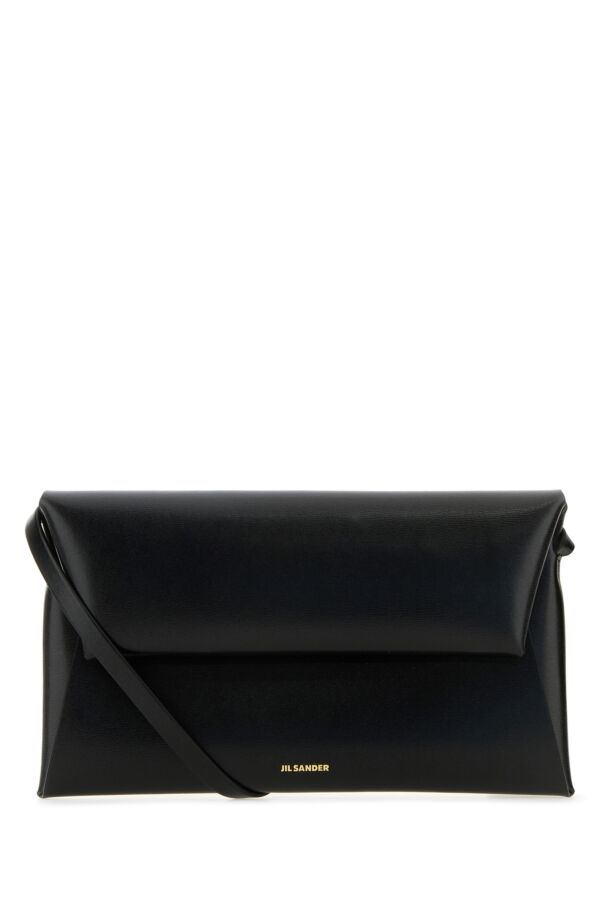 Jil Sander Woman Black Leather Small Folded Crossbody Bag