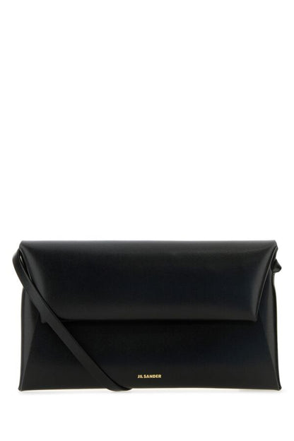 Jil Sander Woman Black Leather Small Folded Crossbody Bag