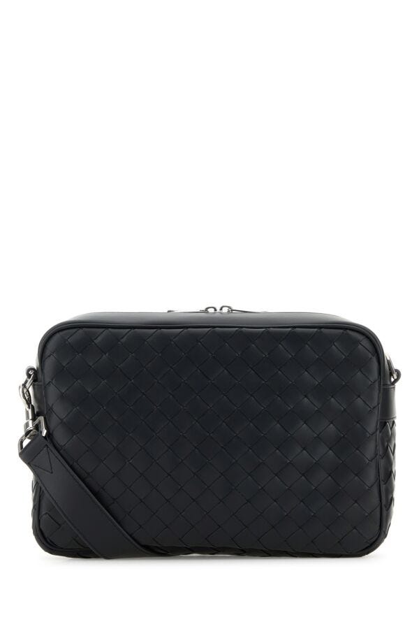 Bottega Veneta Man Graphite Leather Medium Camera Crossbody Bag