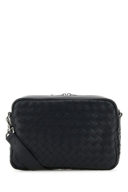 Bottega Veneta Man Graphite Leather Medium Camera Crossbody Bag