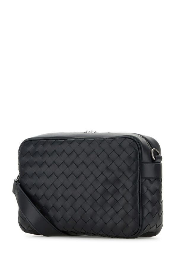 Bottega Veneta Man Graphite Leather Medium Camera Crossbody Bag