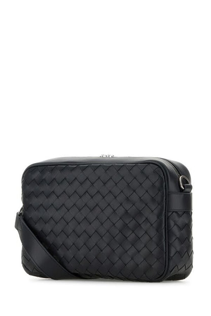 Bottega Veneta Man Graphite Leather Medium Camera Crossbody Bag