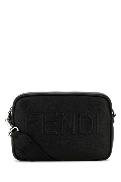 Fendi Man Black Leather Camera Case Crossbody Bag